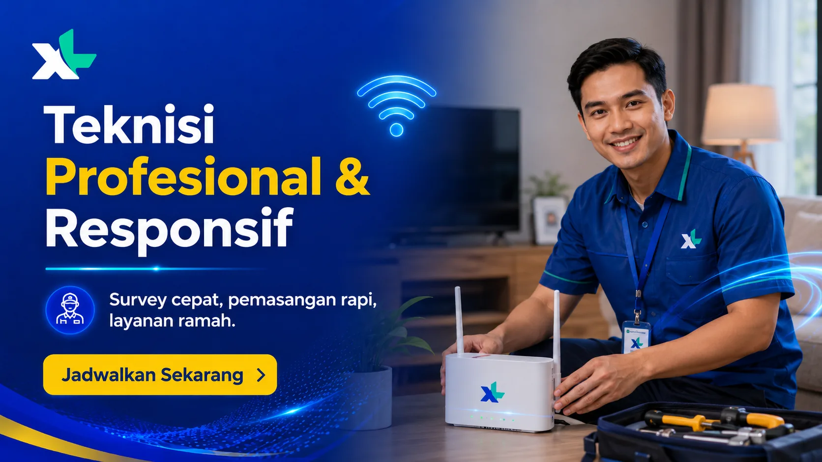 Teknisi Profesional dan Responsif untuk pemasangan WiFi XL